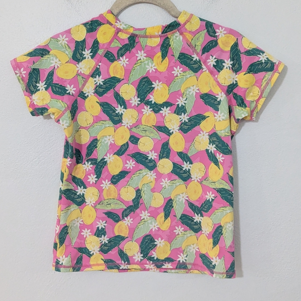 Garnet Hills Kids Lemon Print Rash Guard Swimwear Top Pink Yellow Girls 12 - Picture 8 of 8